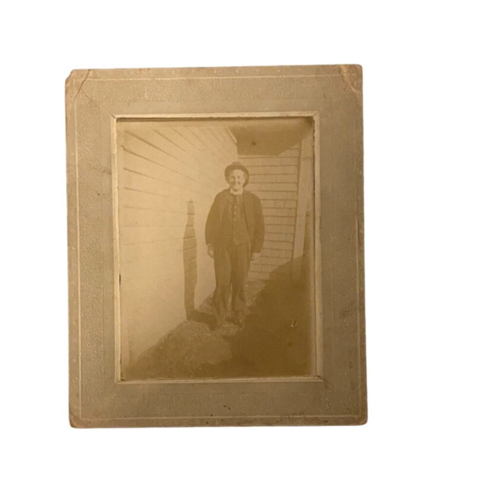 Vintage Photograph Man Gentleman Posing with Hat Outdoor Scene - Collectible
